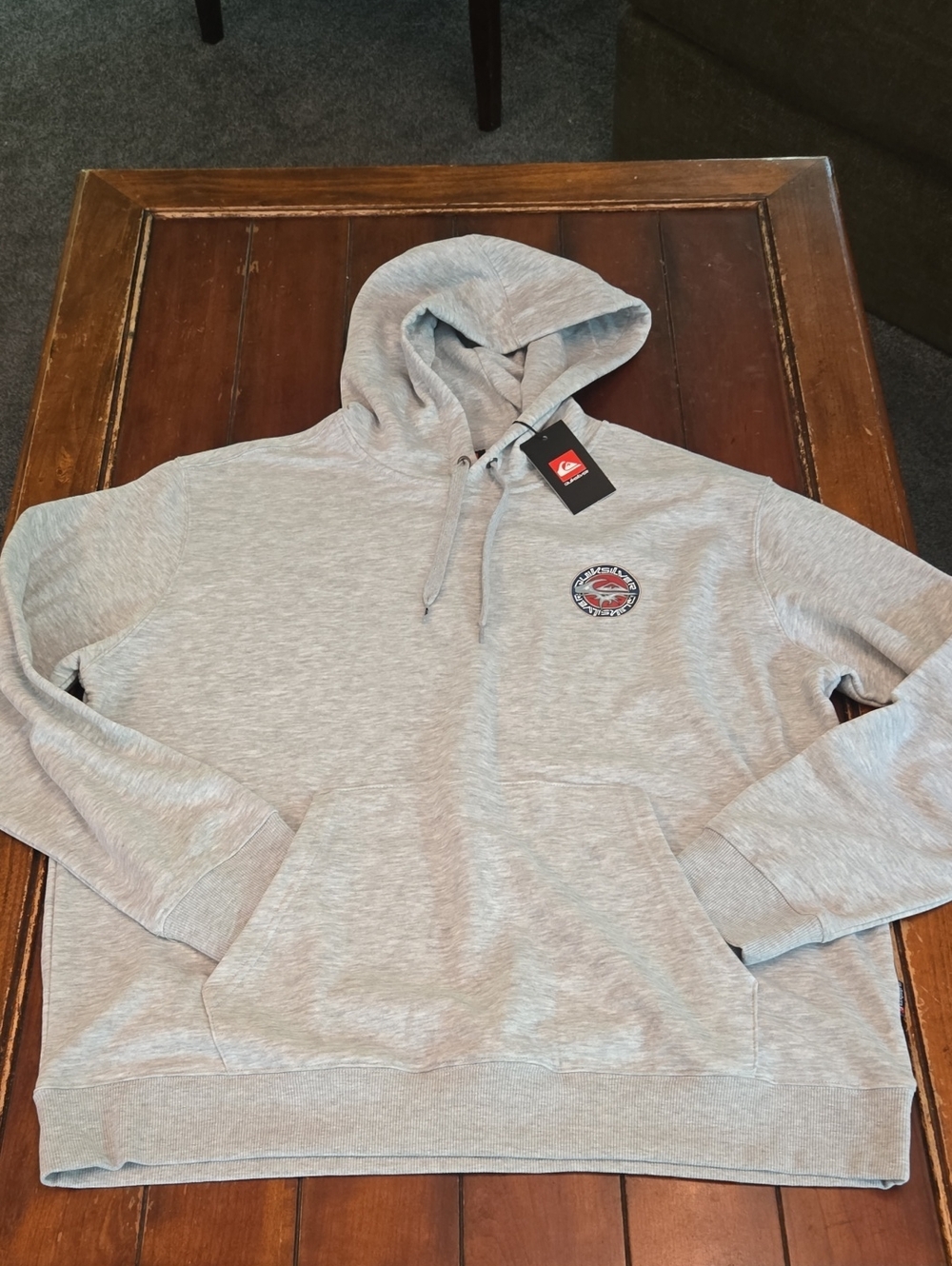 Quiksilver Light Gray Hoodie with Small Chest Patch